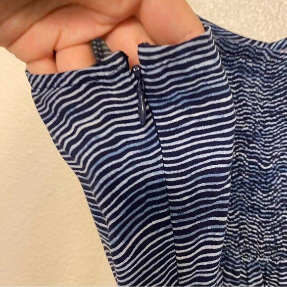 Old Navy blue wave Cami Midi slip Dress smocked back size L - Picture 7 of 12